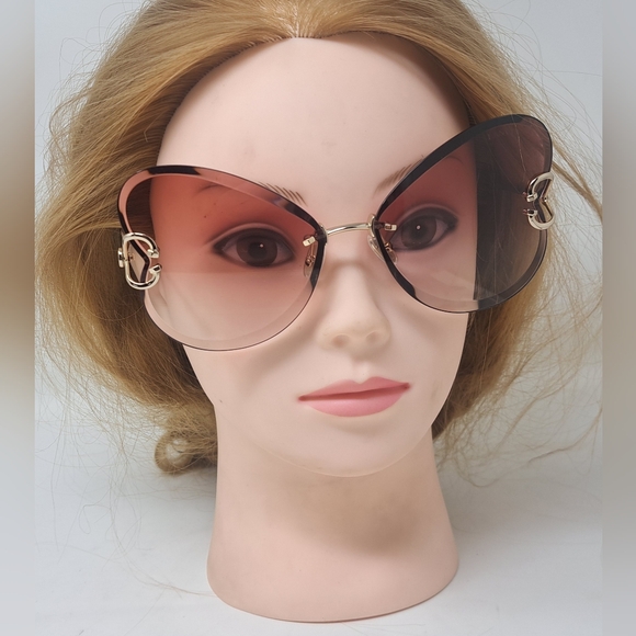 Lanvin Sunglasses Heart Rose Metal Butterfly Rimless Oversized LN124S 67-16-140 - Picture 3 of 14